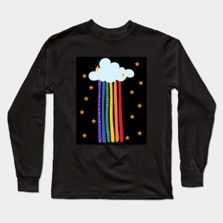 Colorful Rainbow With Stars Design Long Sleeve T-Shirt